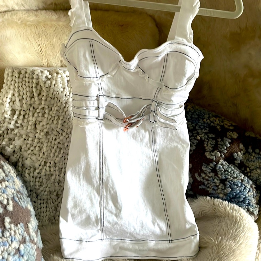For love and lemons hot mini dress denim white